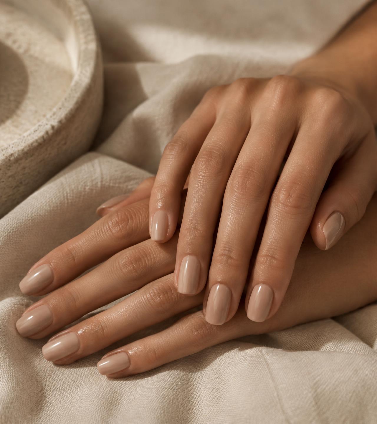 Nude hard gel manicure
